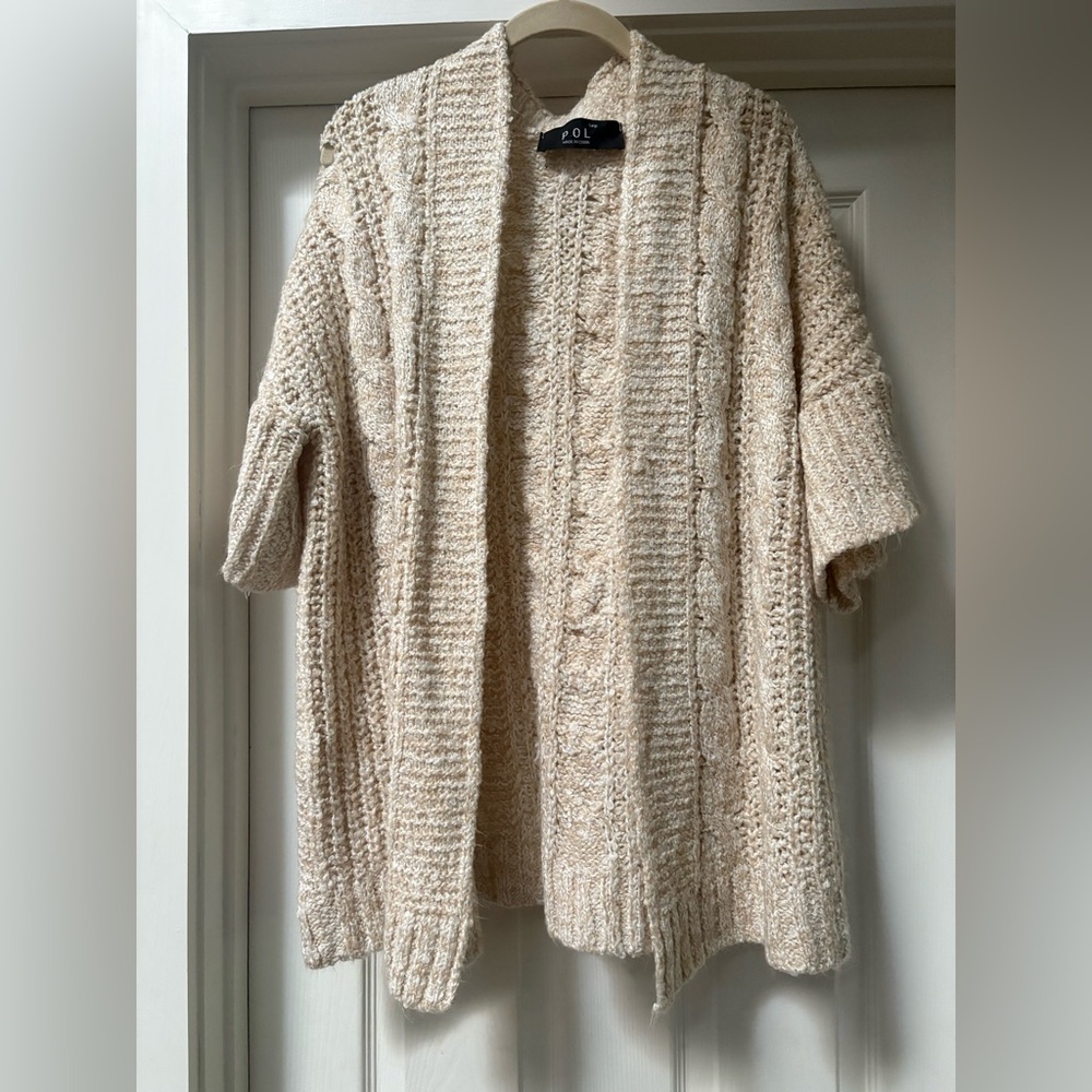 POL Cream Cable Knit Cardigan